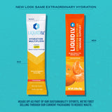 Étiquette produit Liquid I.V. Tangerine montrant le format pratique.