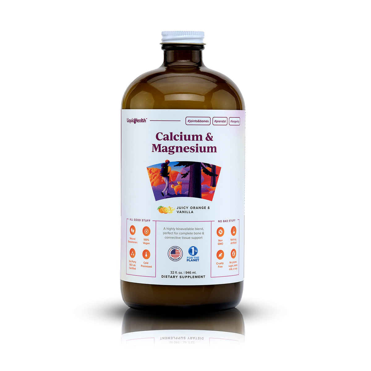 LIQUIDHEALTH Calcium et Magnésium : bouteille verser pour soutenir les articulations et les os