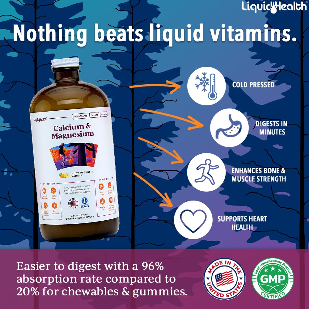 LIQUIDHEALTH Calcium et Magnésium : doseuse cuillère pour dosage facile et absorption rapide