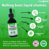 LIQUIDHEALTH chlorophylle: gouttes et pipette illustrant l’absorption rapide.