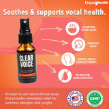 Clear Voice – application arrière-gorge pour apaiser l'irritation et préparer le chant.