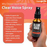 Clear Voice – spray prêt à l'emploi avant le chant pour une émission vocale plus nette.