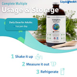 LIQUIDHEALTH Complete Multivitamine: ingrédients naturels et fruits pour nourrir votre énergie quotidienne.