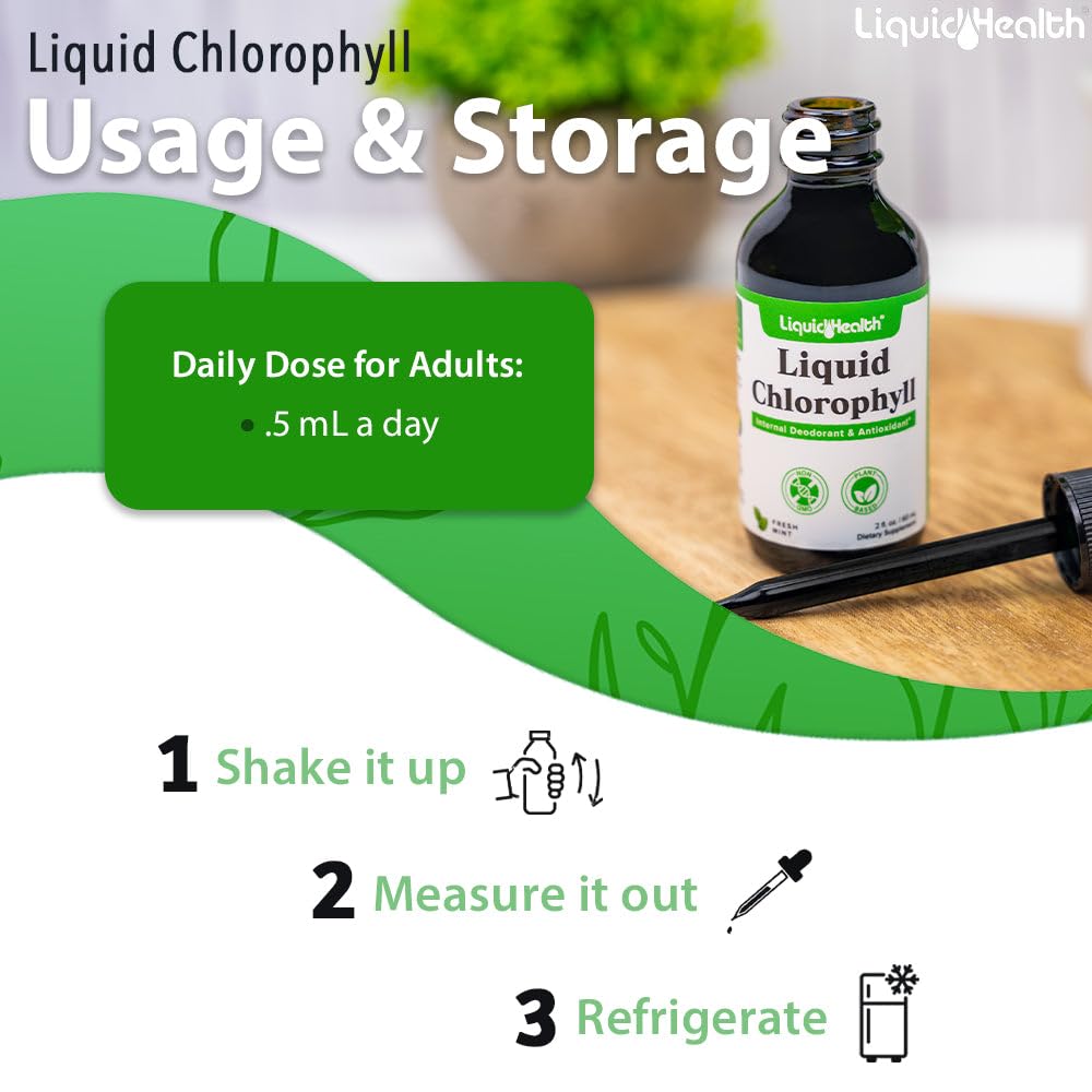 LIQUIDHEALTH Gouttes Chlorophylle – goutte menthe fraîche pour routine quotidienne