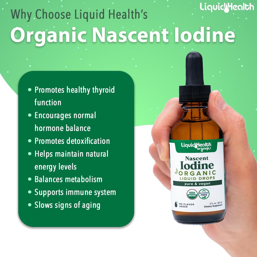 Gouttes LIQUIDHEALTH d'iode nascent, goutte individuelle prête à l'emploi pour énergie.