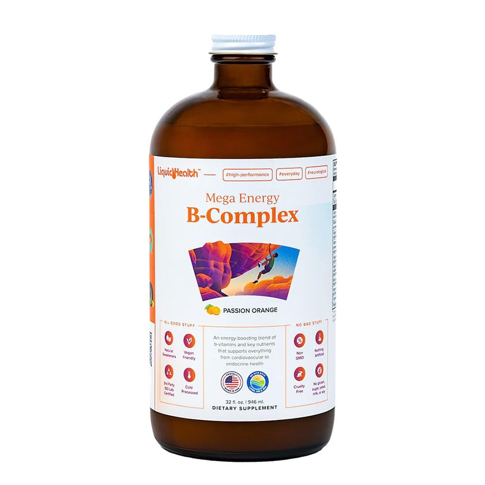 LIQUIDHEALTH Mega Energy B-Complex, flacon: boost d'energie naturelle et vitalité quotidienne.