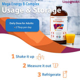 LIQUIDHEALTH Mega Energy B-Complex, gouttes: absorption rapide pour énergie et concentration.