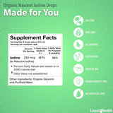 Gouttes LIQUIDHEALTH d'iode nascent prêtes à être utilisées dans votre routine bien‑être.