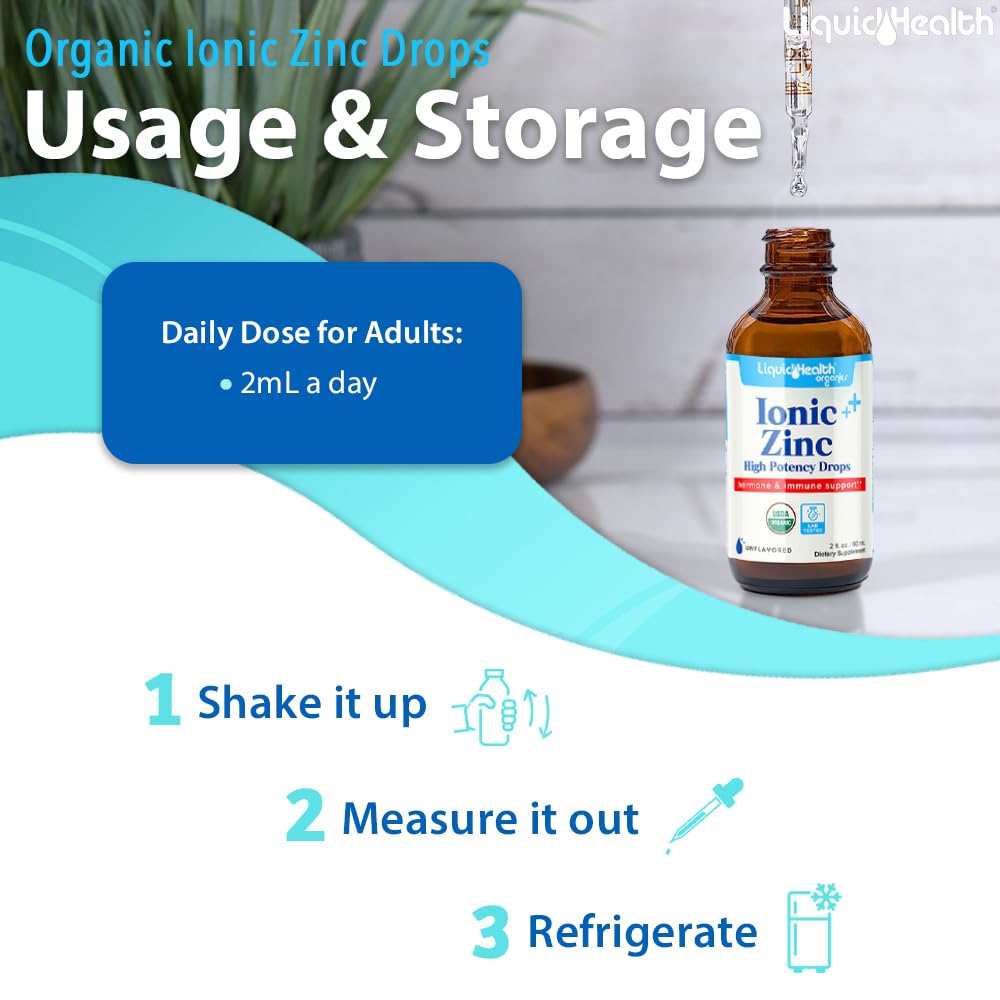 LIQUIDHEALTH Zinc ionique – étiquette informative et sans allergènes.
