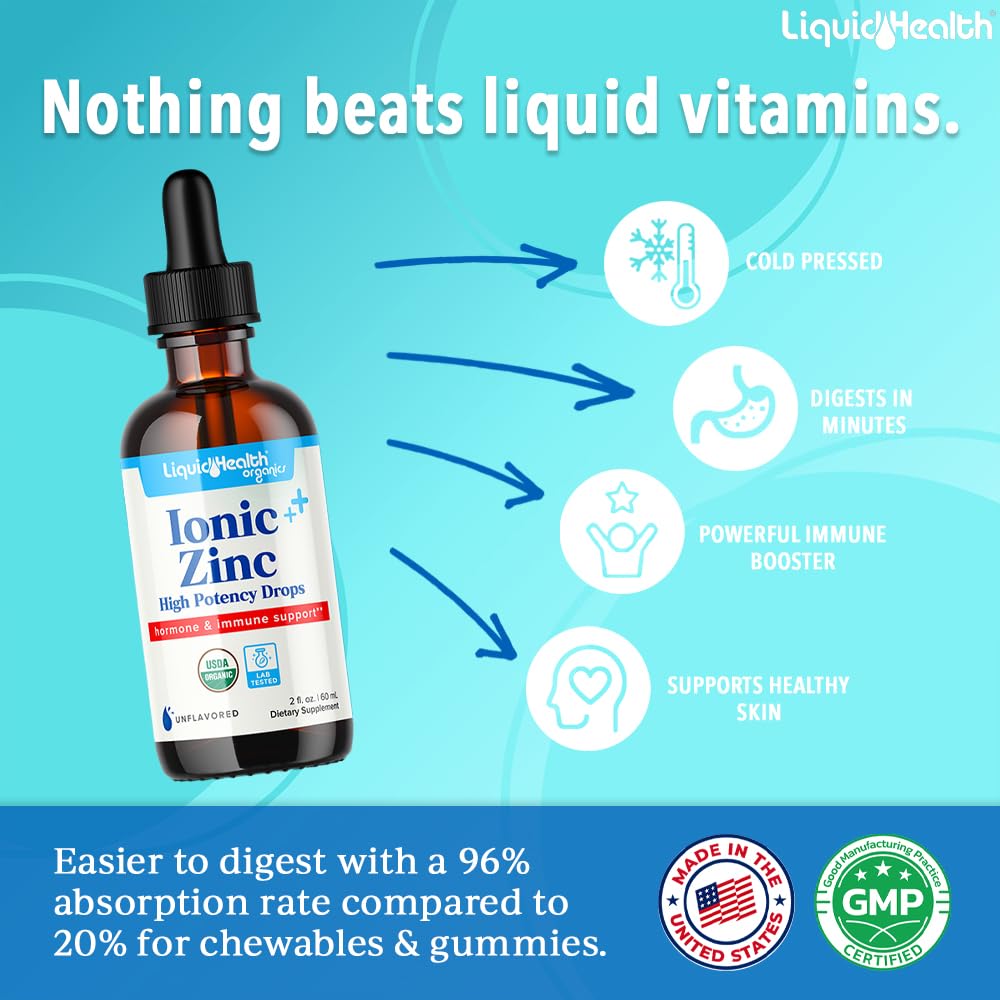 LIQUIDHEALTH Zinc ionique – gouttes, absorption rapide au quotidien.