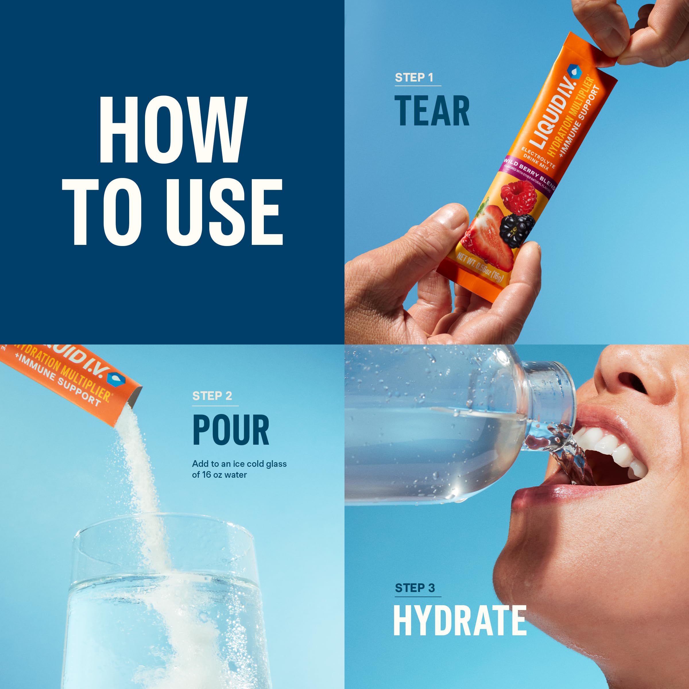 Liquid I.V. Soutien immunitaire, électrolytes et nutriments utiles après le sport