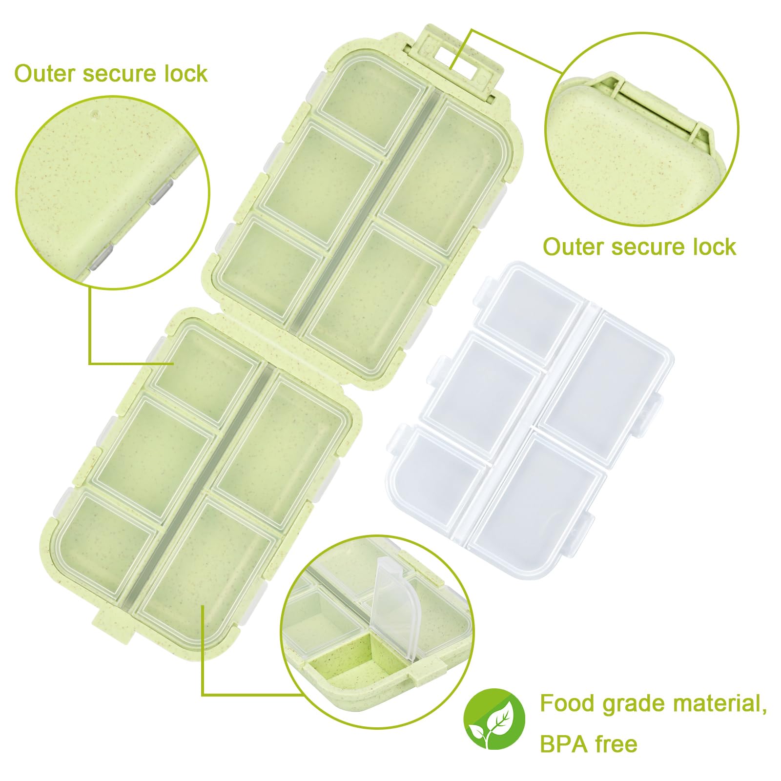 LiRainhan design-sans-bpa, sûr pour le stockage de pilules et vitamines.