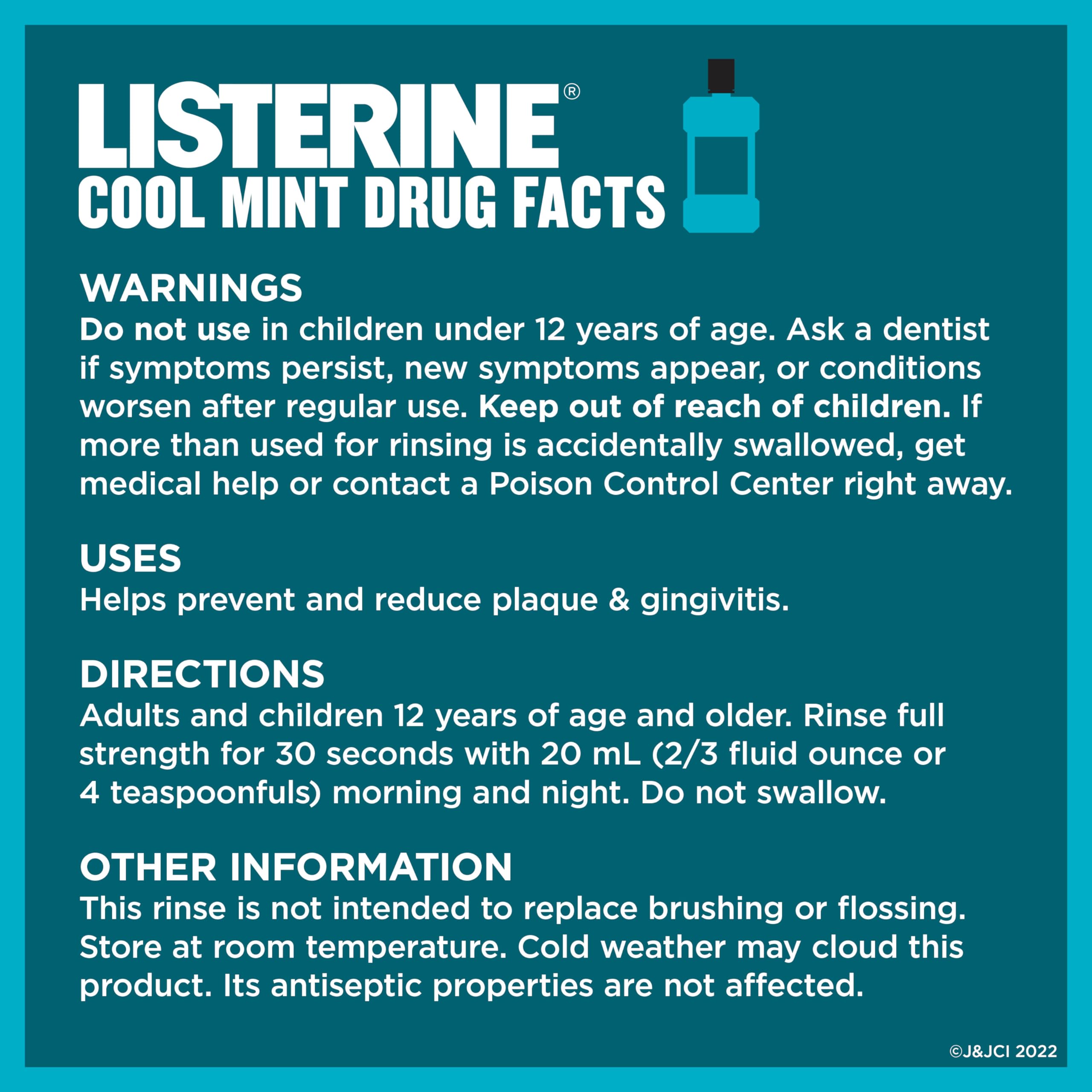Listerine Cool Mint – Rafraîchissement mentholé, sensation de propreté buccale.