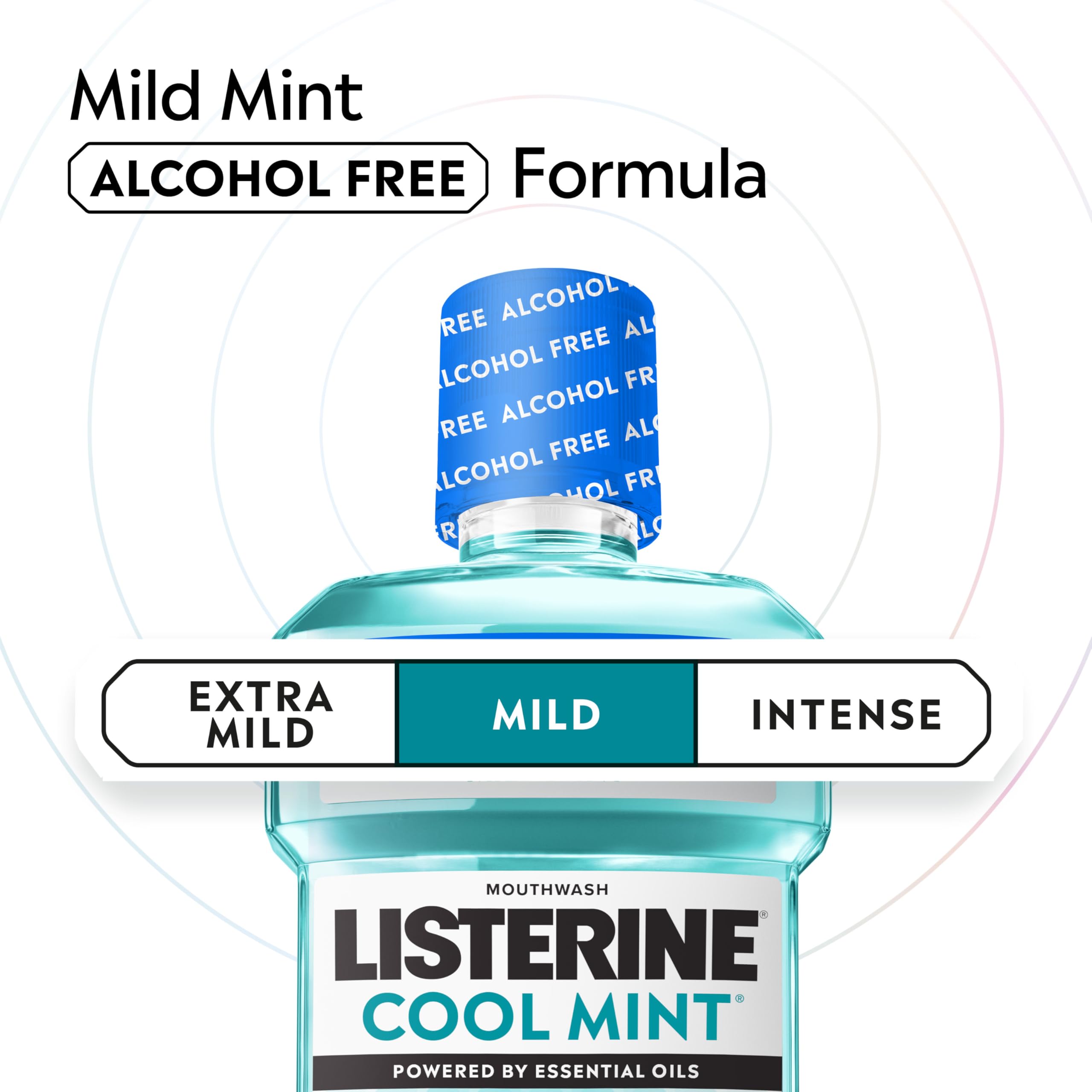 Usage matin et soir avec Listerine Cool Mint sans alcool pour maintenir la fraîcheur