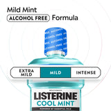 Usage matin et soir avec Listerine Cool Mint sans alcool pour maintenir la fraîcheur