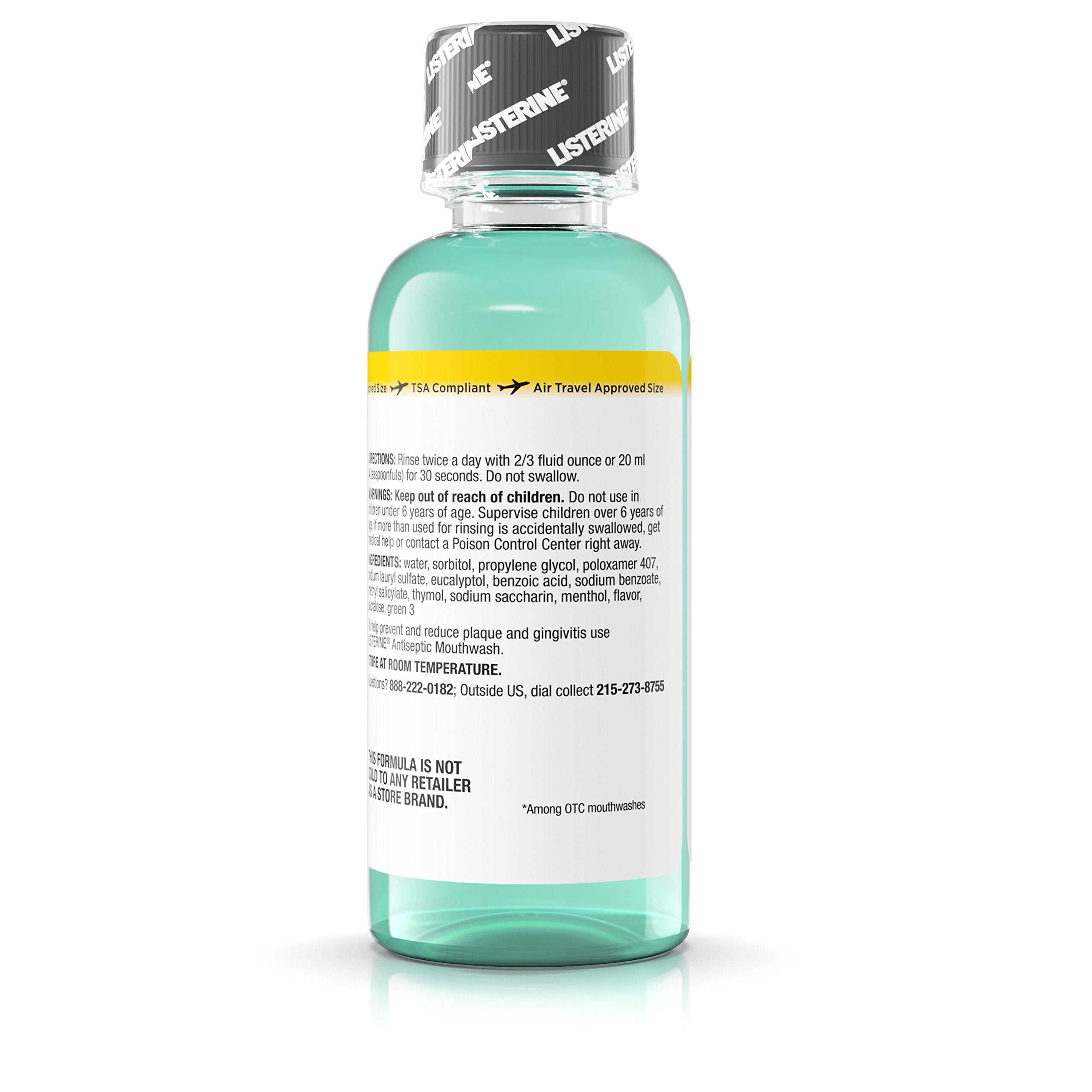 Paquet de 24 bouteilles Listerine Zero Caries en rayon.