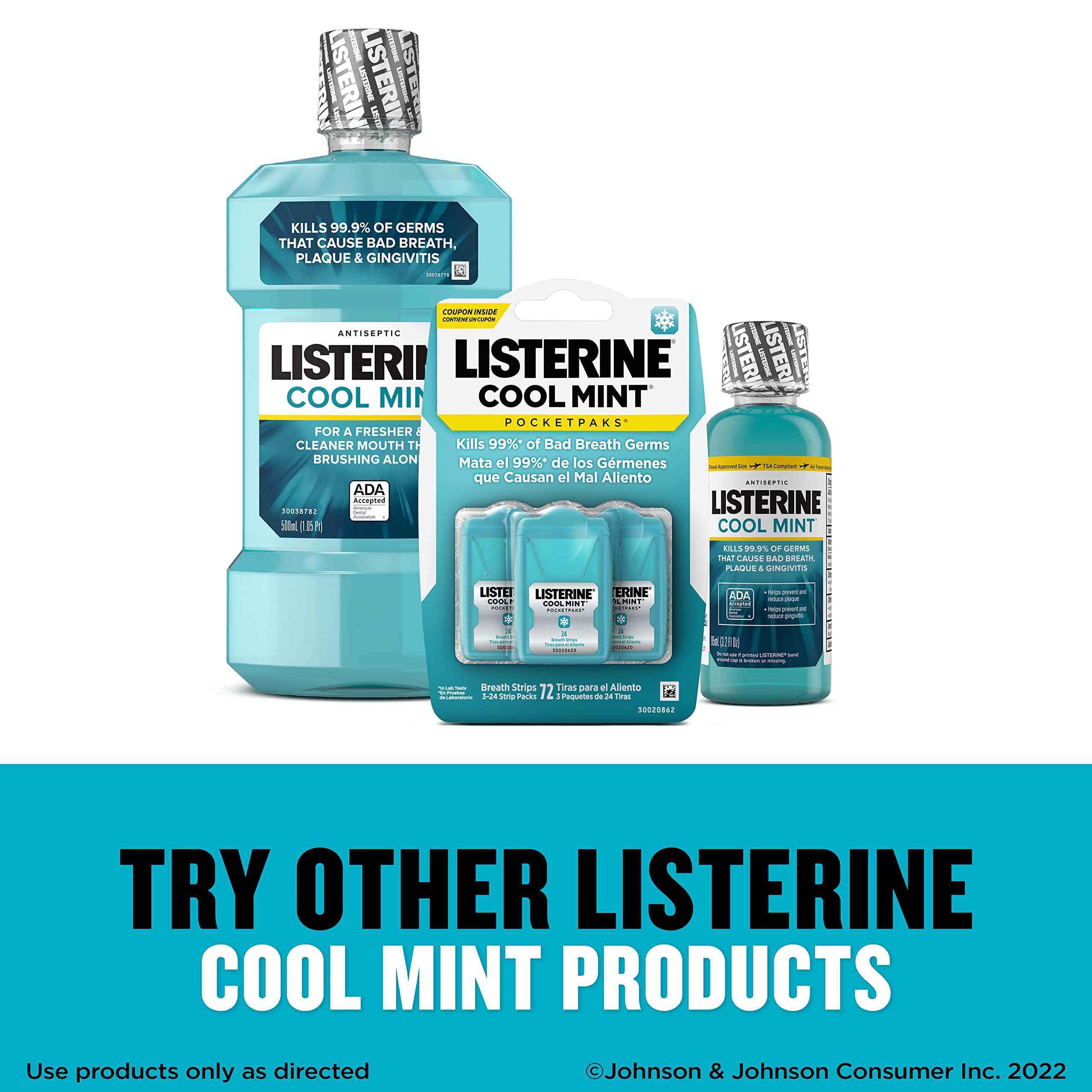 Ensemble de 72 bandes de Listerine PocketPaks pour une utilisation quotidienne.