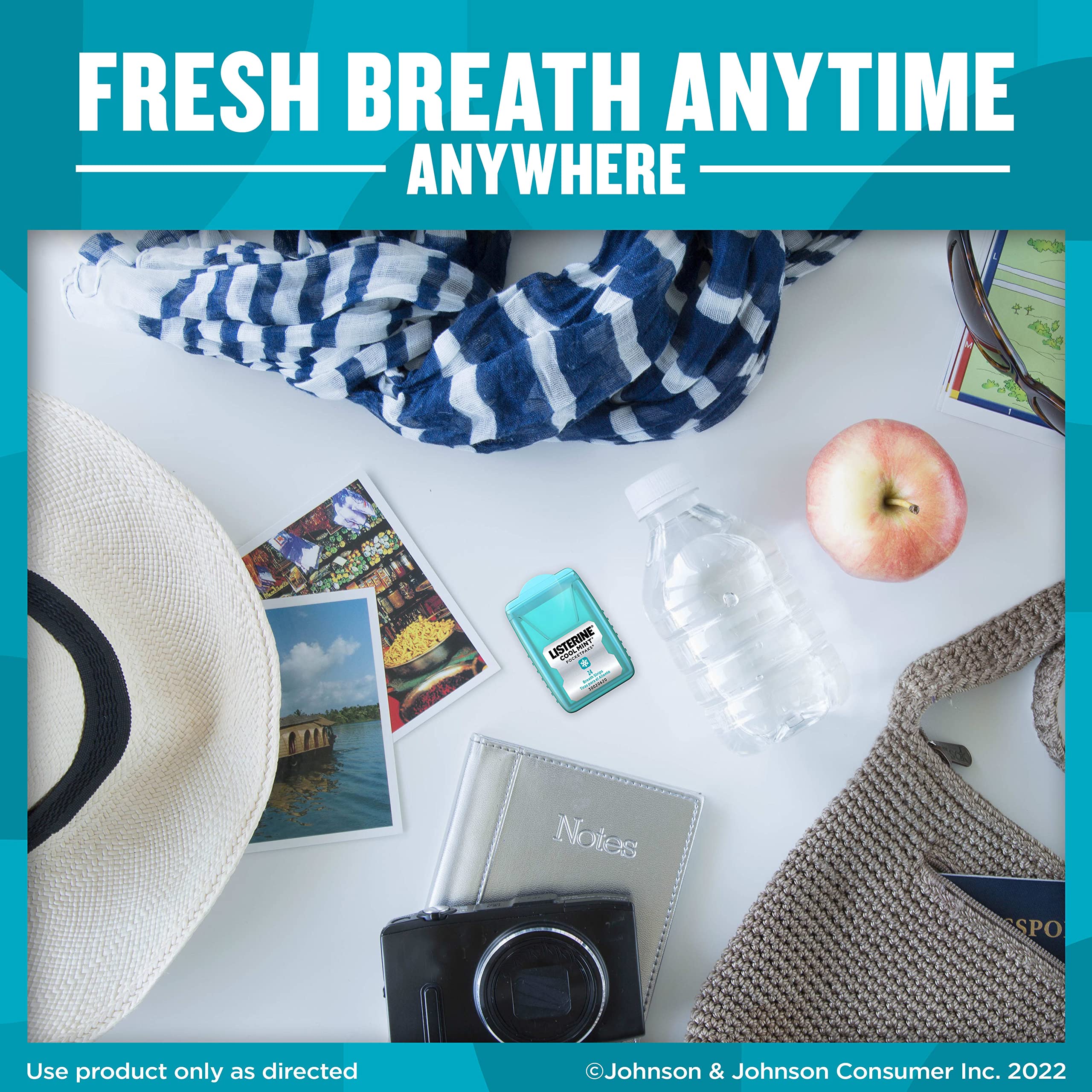 Usage quotidien simple avec Listerine PocketPaks pour une fraîcheur continue.