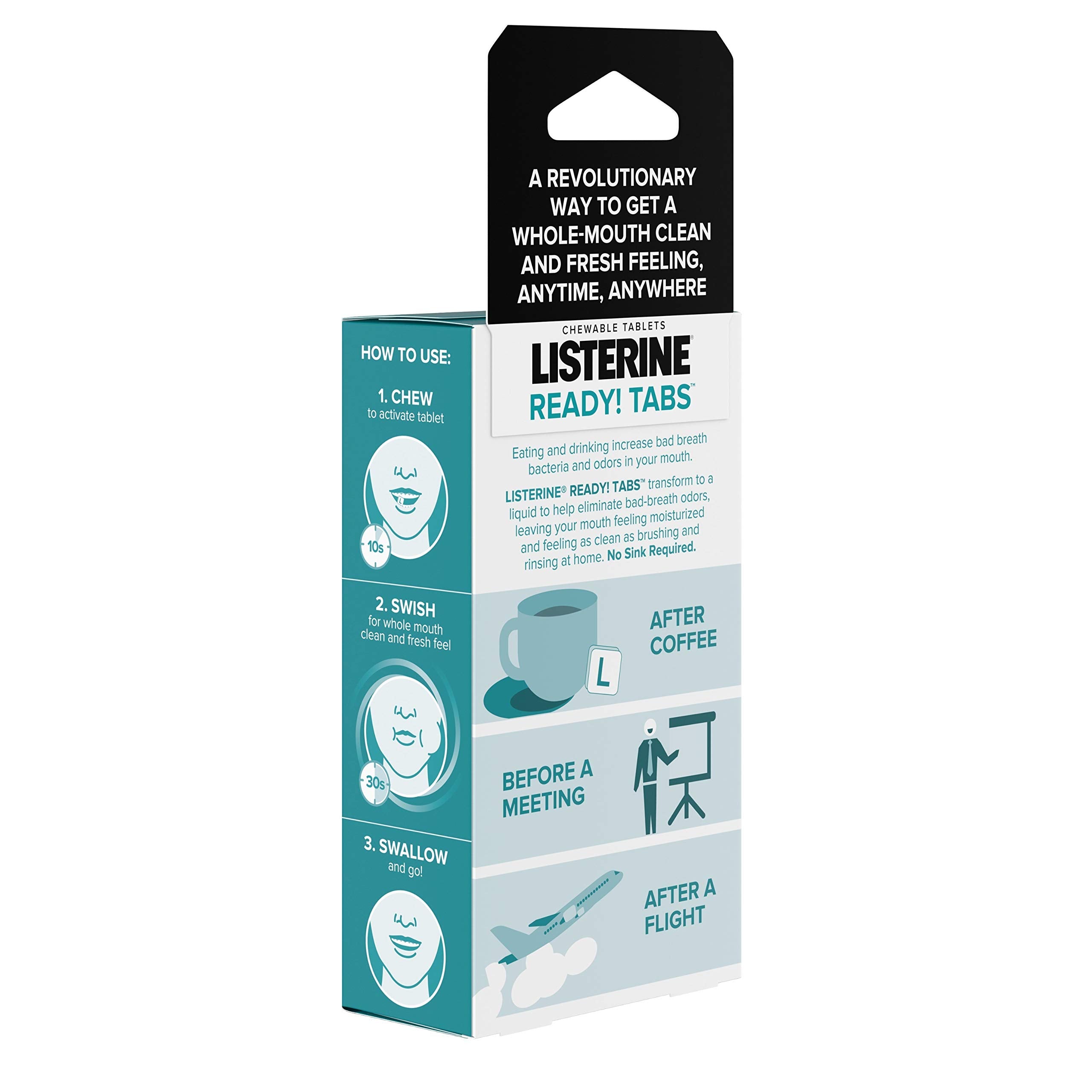Ready Tabs Listerine après café, sourire frais et neutralisation de l’amertume.