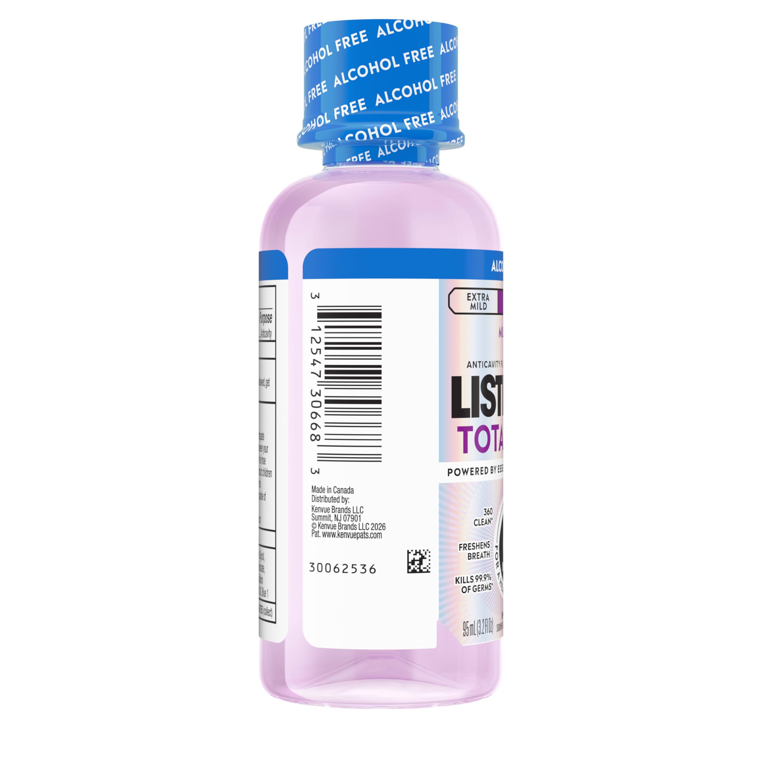 Verre doseur avec flacon Listerine Total Care pour dosage précis.