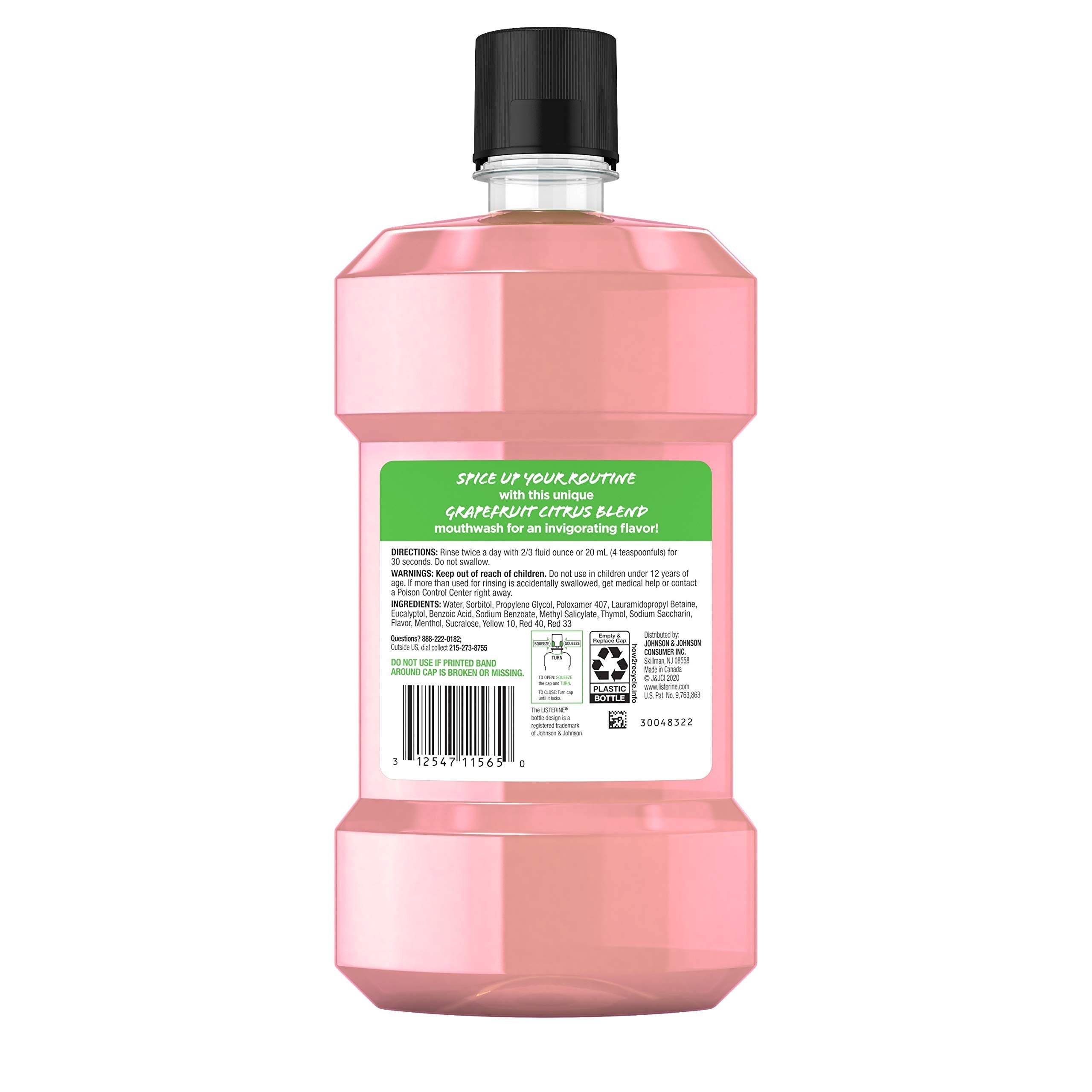 Utilisation recommandée: 20 ml, rinçage 30 secondes, deux fois par jour.