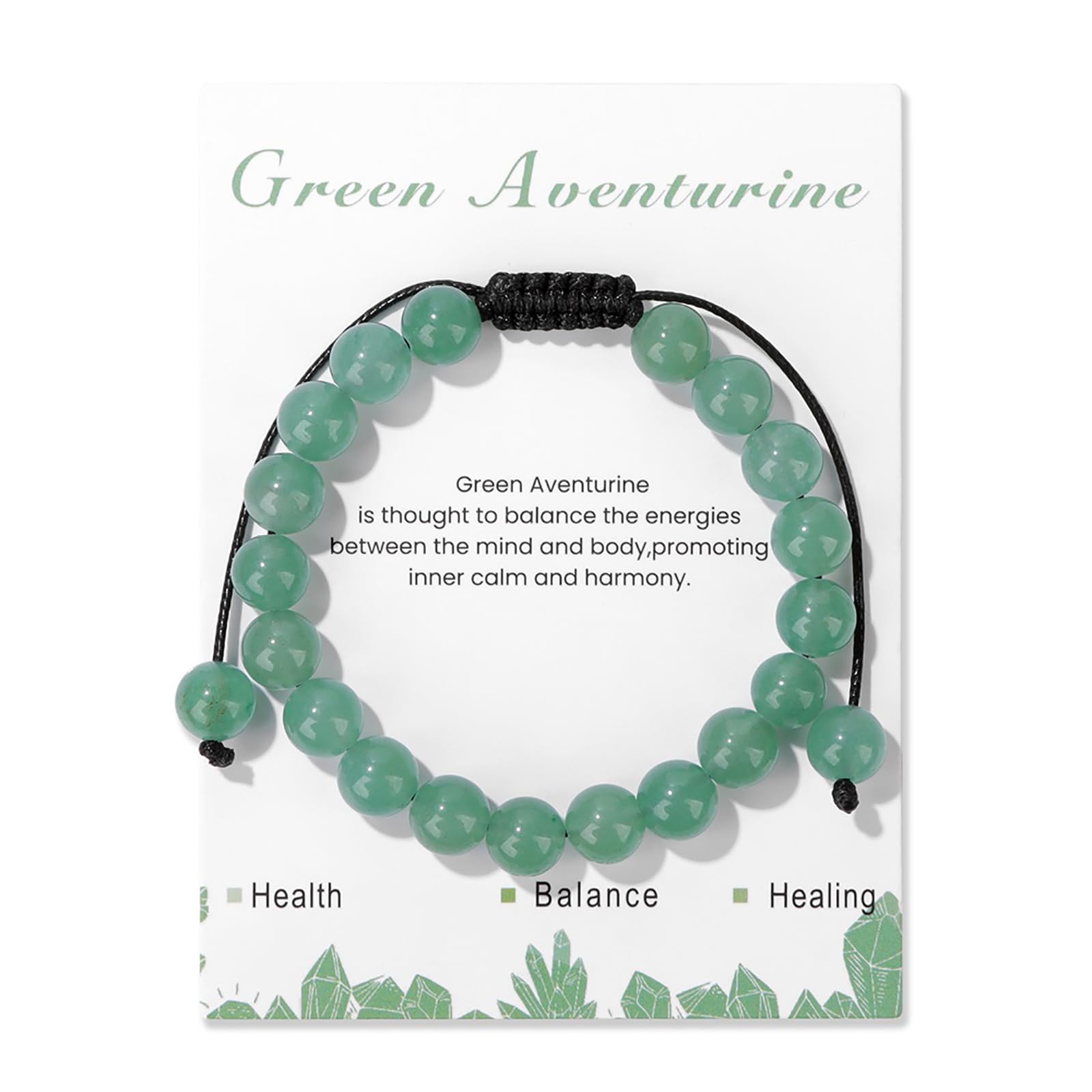 Lit Wall bracelet 8mm aventurine verte, énergie positive et équilibre au poignet.