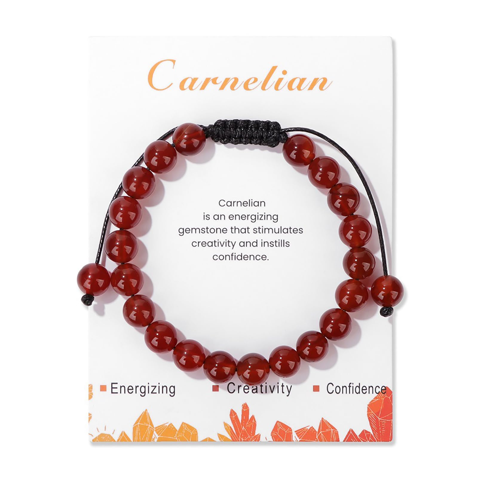 Lit Wall bracelet cornaline 8mm — énergie et motivation au quotidien.