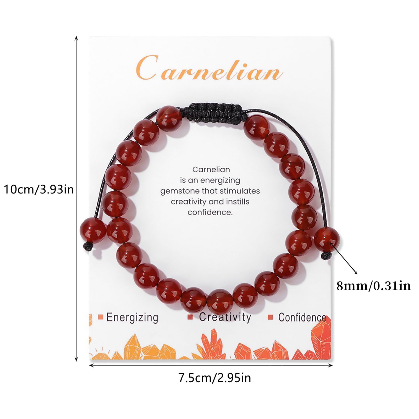 Lit Wall bracelet cornaline 8mm — allure élégante et énergie discrète.