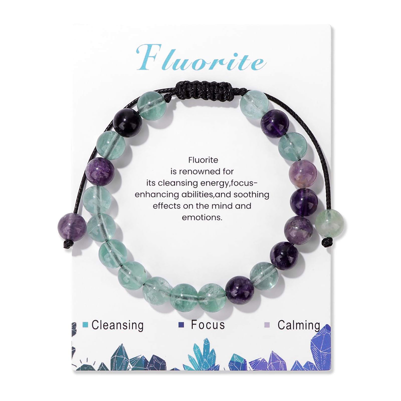 Lit Wall bracelet fluorite 8 mm, délicat, idéal pour un look discret et élégant
