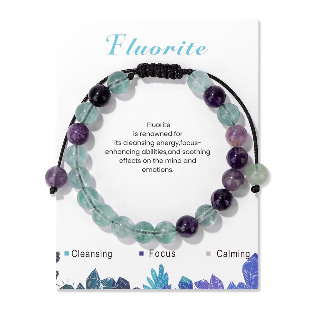Lit Wall bracelet fluorite 8 mm, délicat, idéal pour un look discret et élégant