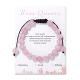 Lit Wall bracelet quartz rose 8 mm ajustable pour un esprit apaisé.