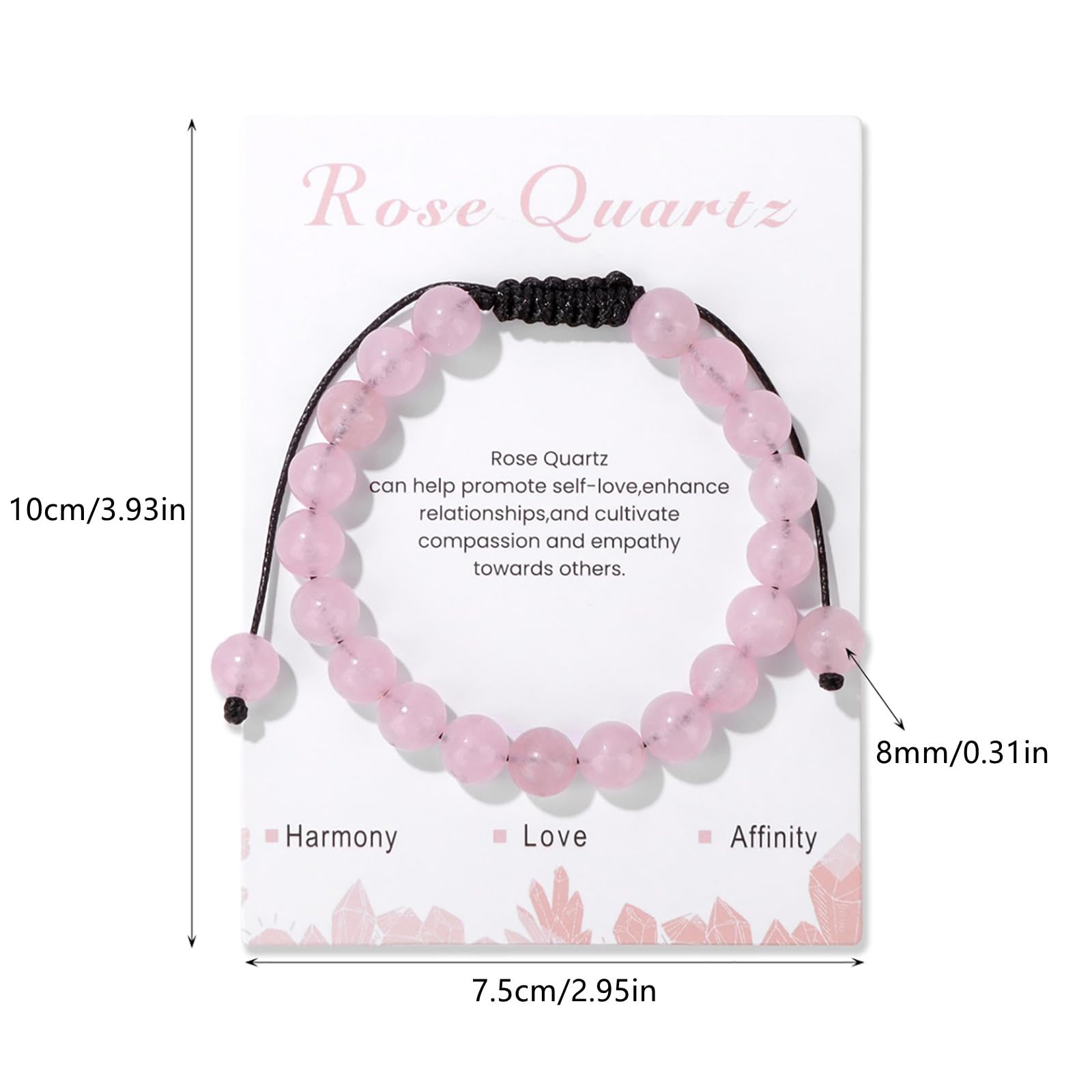 Lit Wall bracelet quartz rose, perles fines pour un look élégant.