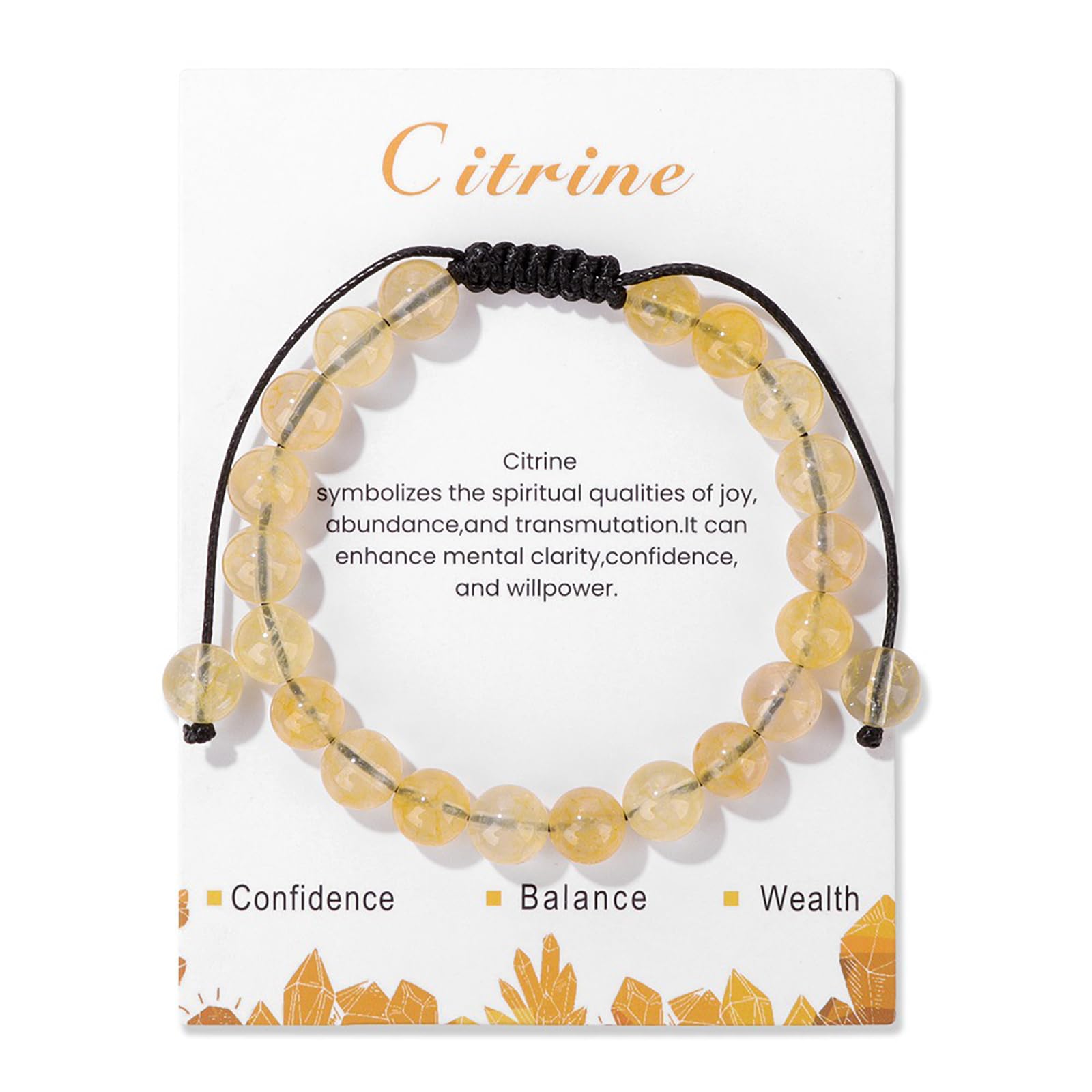 Bracelet Lit Wall Citrine 8mm perles, élégant et polyvalent pour toutes les occasions.
