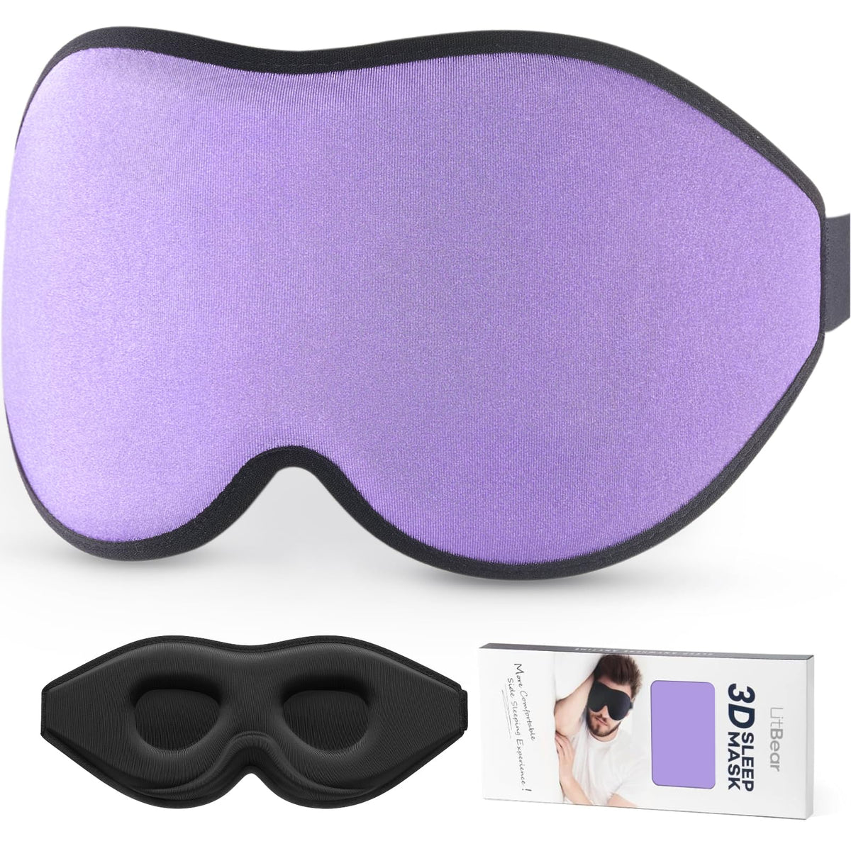 LitBear masque sommeil pont nasal 22mm: bloque la lumière et s'adapte au nez.