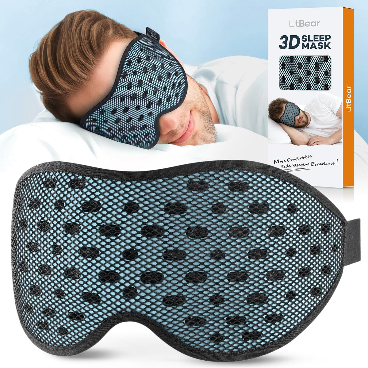 LitBear masque sommeil respirant pour une nuit fraîche et confortable.