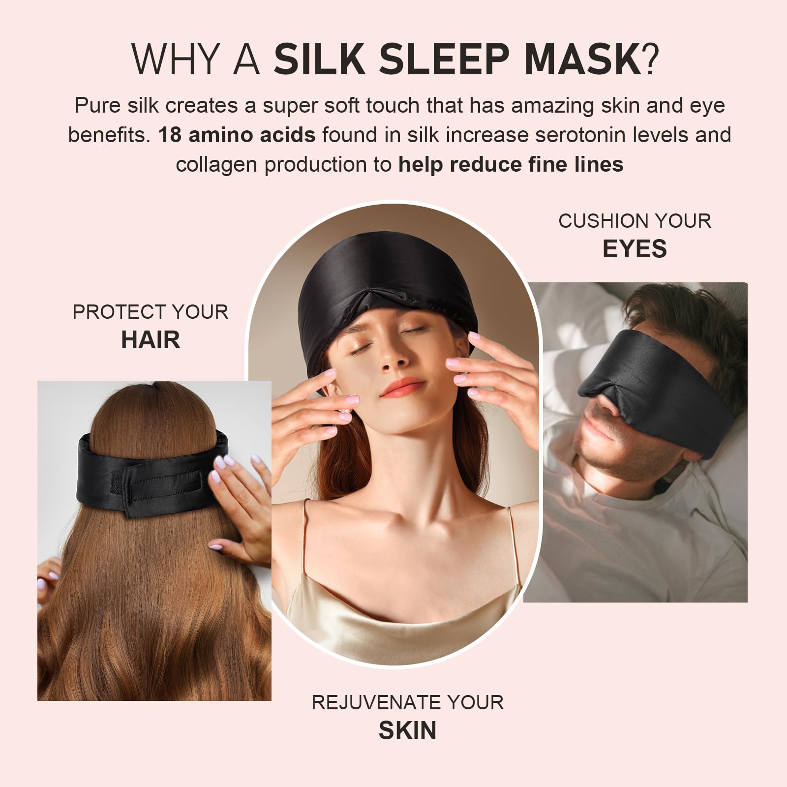 LitBear masque soie 22 momme etui portable inclus pour voyager.