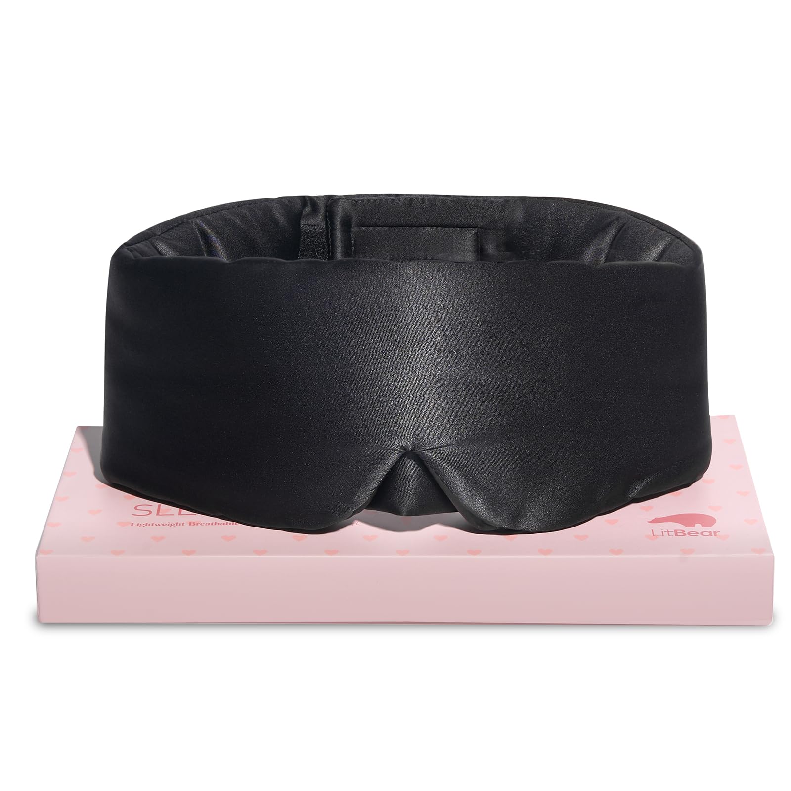 LitBear masque sommeil en soie 22 momme adaptable au visage pour un confort nocturne.