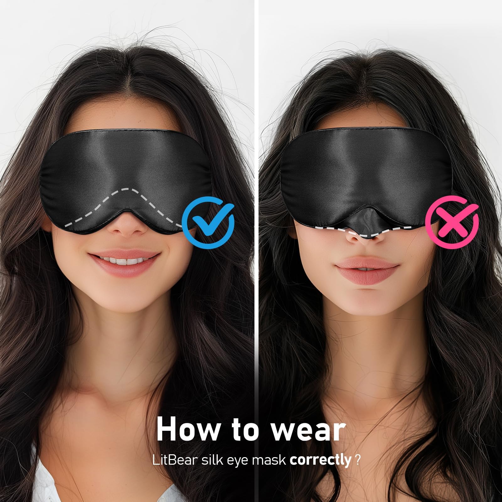 LitBear masque-sommeil-soie-pour-homme-femme-enfant convient à tous les profils pour dormir paisiblement.