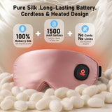 LitBear masque yeux chauffant sans-fil en rose, mobilité et chaleur en déplacement.
