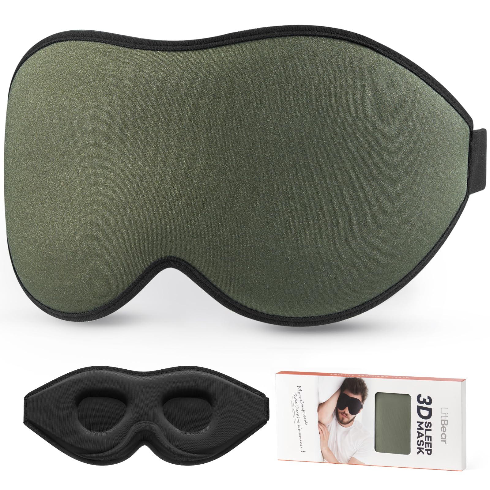 LitBear masque yeux, pont nasal 22 mm, bloque la lumière et apaise le repos.