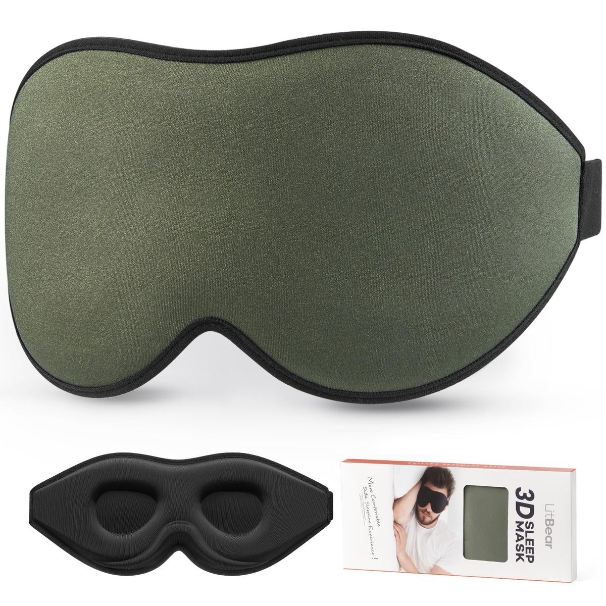 LitBear masque yeux, pont nasal 22 mm, bloque la lumière et apaise le repos.