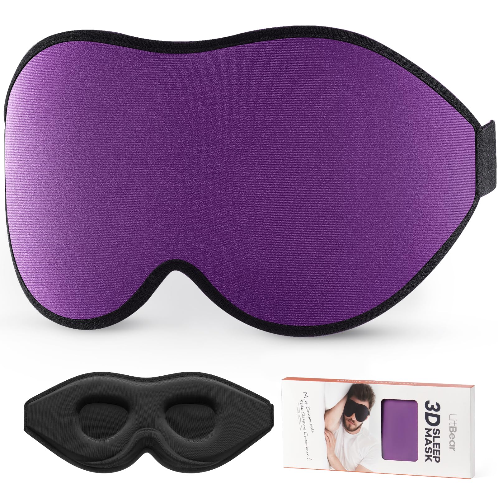 LitBear masque yeux sommeil 3D contour pour un confort durable
