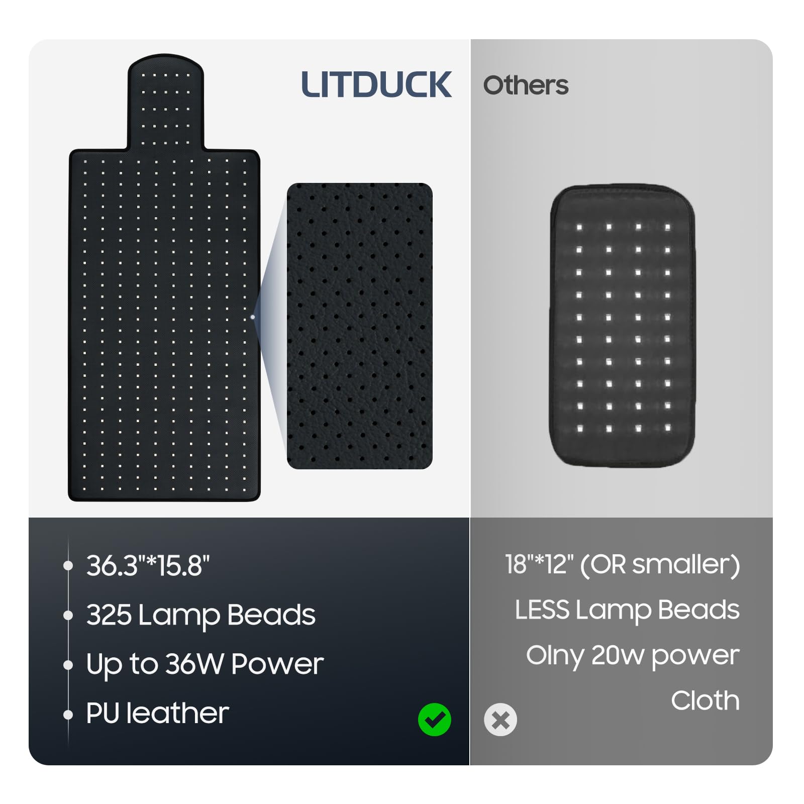 Del 3-en-1 LITDUCK émettant rouge et proche infrarouge pour une séance personnalisée.