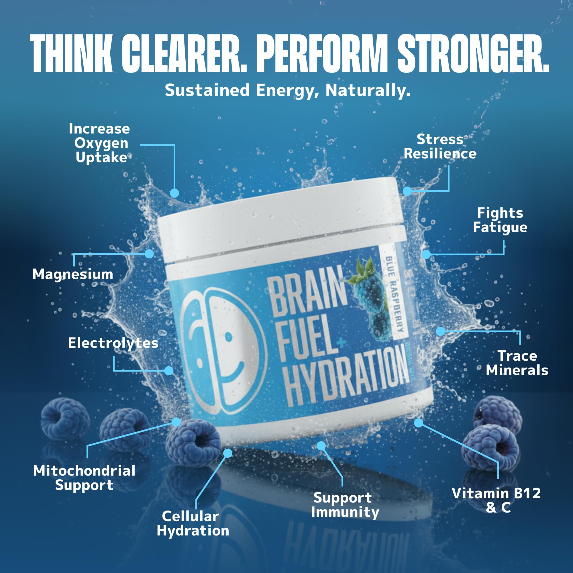 Dose quotidienne Lithios Brain Fuel Plus Hydration Mix saveur framboise bleue