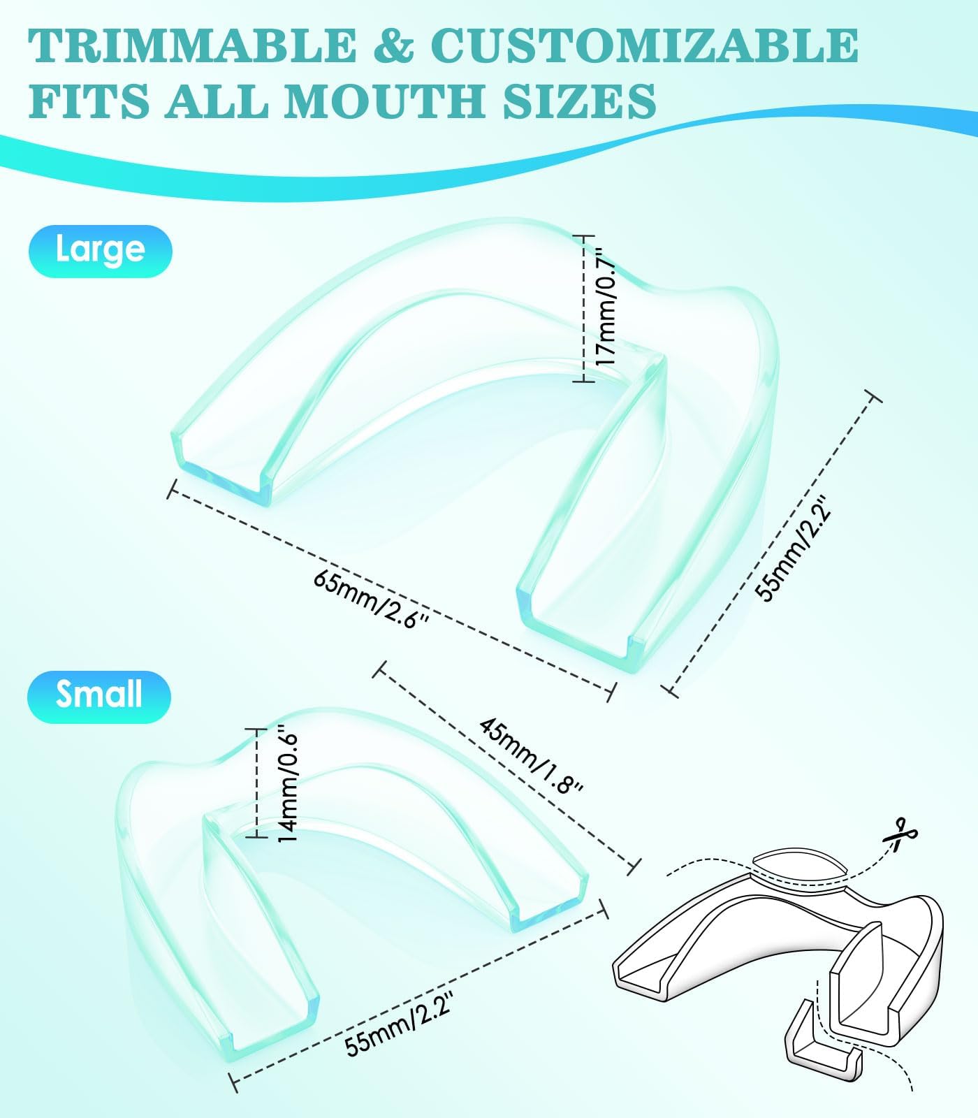Litlcutie garde-dents moulable deux tailles pour un ajustement personnalisé