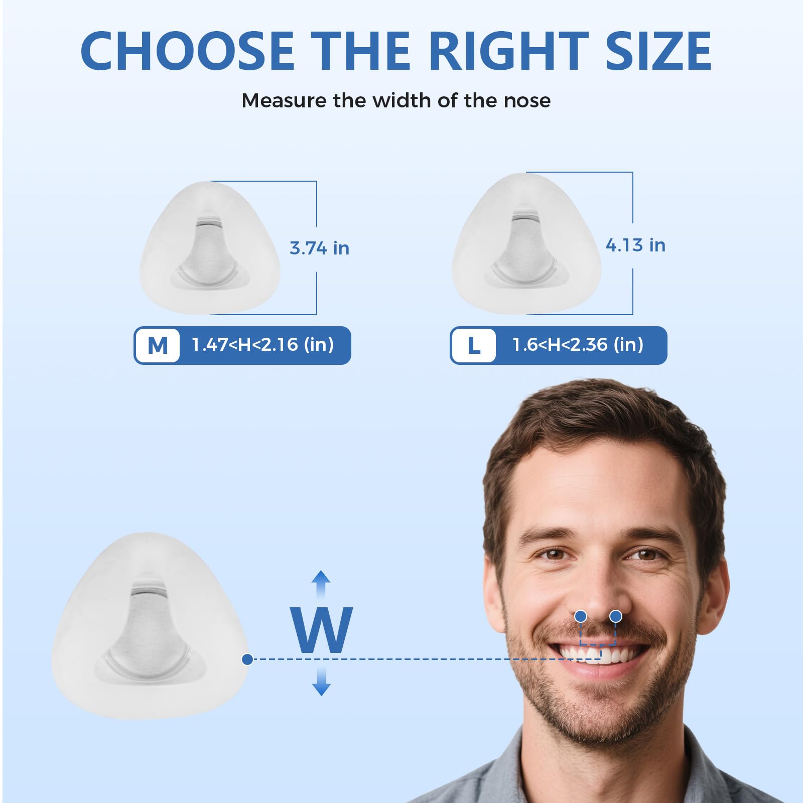 Litstone TMS Comfort coussin nasal en silicone doux, douceur tactile et étanchéité fiable.