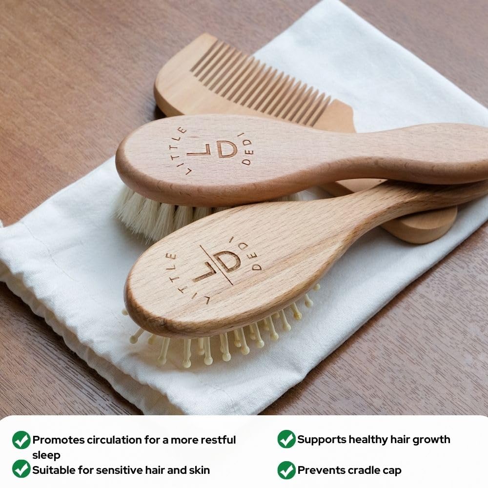 Little Dedi bois hêtre durable, matériaux durables pour cheveux de bébé.