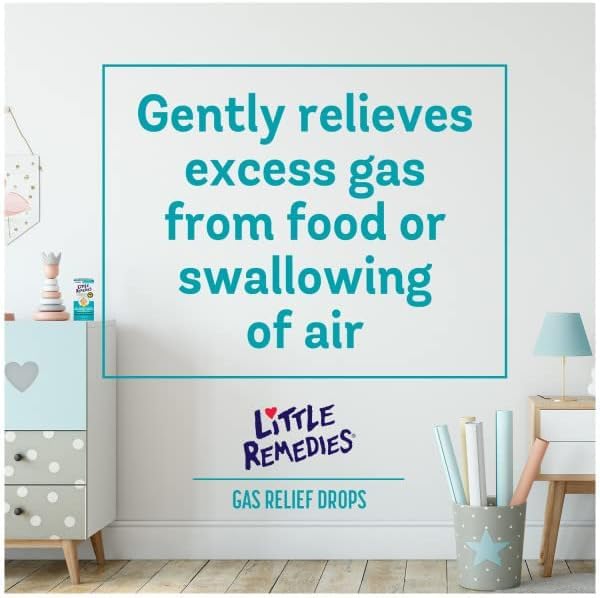 Étiquette adaptée aux nouveau-nés sur le flacon Little Remedies Gas Relief Drops.