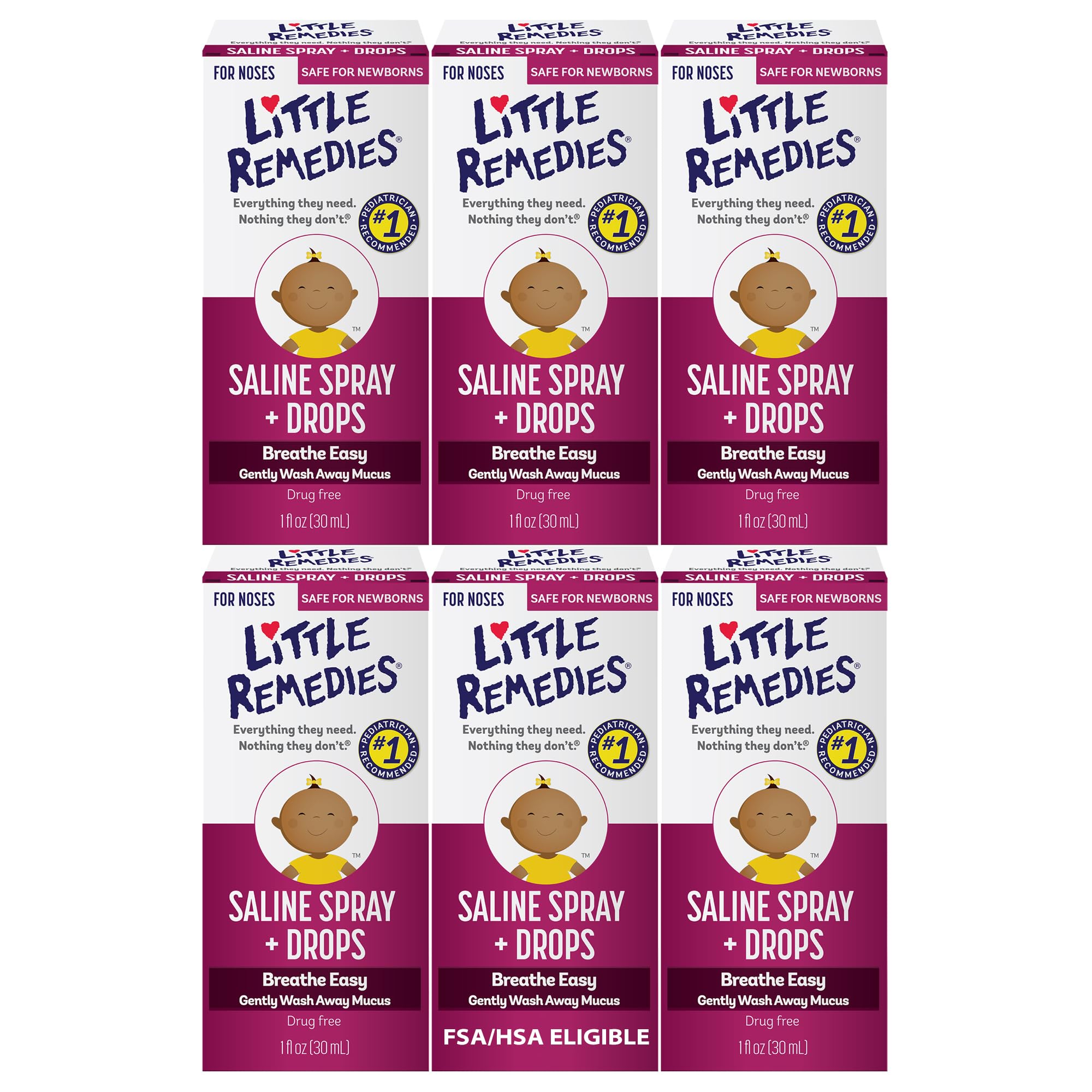 Little Remedies Spray nasal pour nouveau-né, soulagement doux et respiration plus facile.