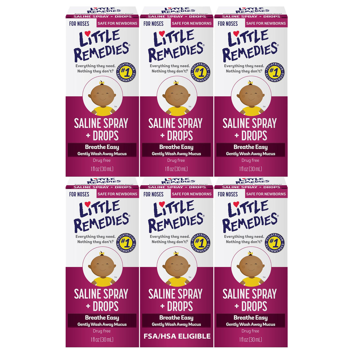 Little Remedies Spray nasal pour nouveau-né, soulagement doux et respiration plus facile.
